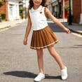 thumbnail image 6 of Amidoa Girls Summer Outfits 2 Piece Short Sleeve Cute Top and Pleated Skirt Kids Clothing Sets Brown Size 2-3 Yeas, 6 of 7