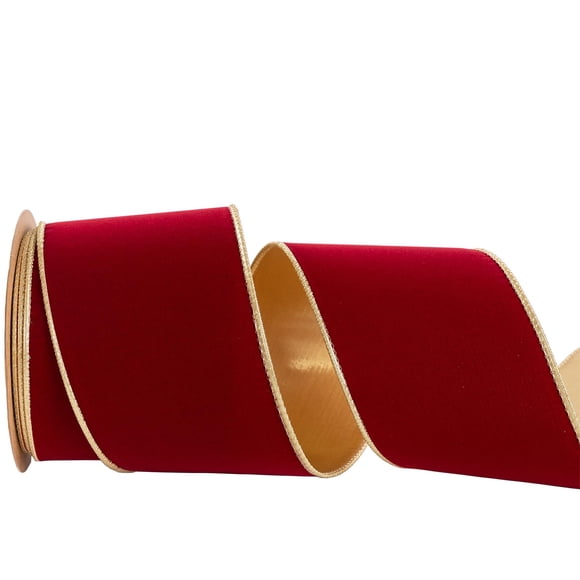 Cinta decorativa CSZD de terciopelo rojo oscuro, 10 pulgadas, 10 m de ancho, 10 cm