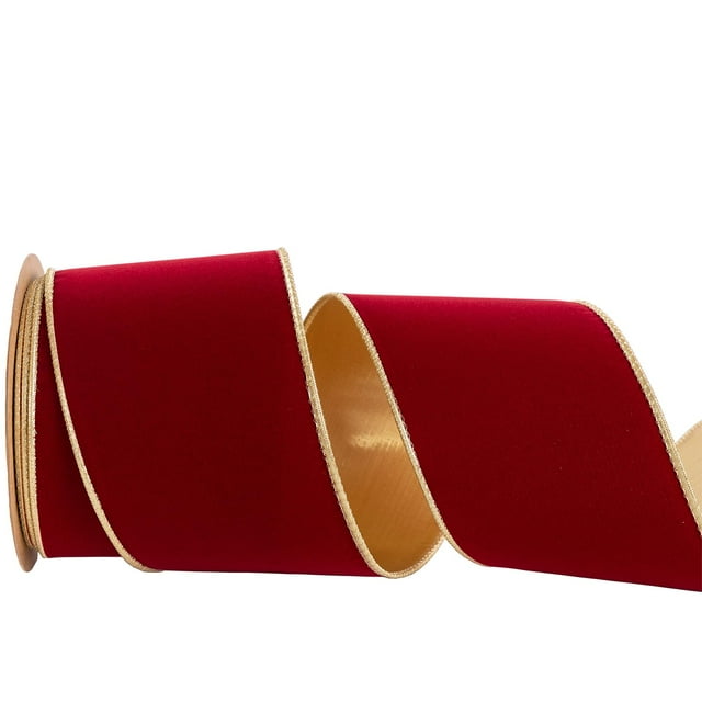 Cinta decorativa CSZD de terciopelo rojo oscuro, 10 pulgadas, 10 m de ancho, 10 cm
