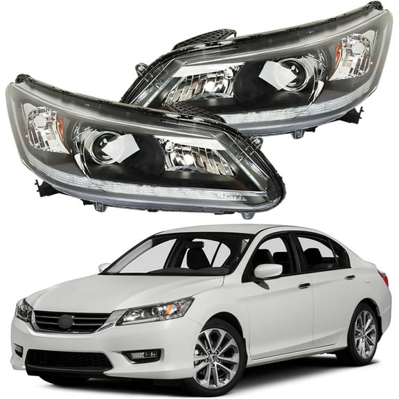 SEBLAFF A Pair Headlights Assembly Replacement for 2013 2014 2015 Honda Accord Halogen Bulb LH RH HO2502156