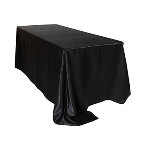 

BIT.FLY Rectangle Solid Color Satin Wedding Tablecloth Table Cloth For Hotel Banquet Party Events Decoration Table Cover(Black)(90x132 inches)