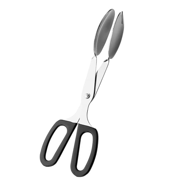 Pinzas para buffet, pinzas , pinzas de tijera para alimentos espesantes, pinzas de cocina, pinzas para ensalada para servir y cocinar pasteles Negro y plata