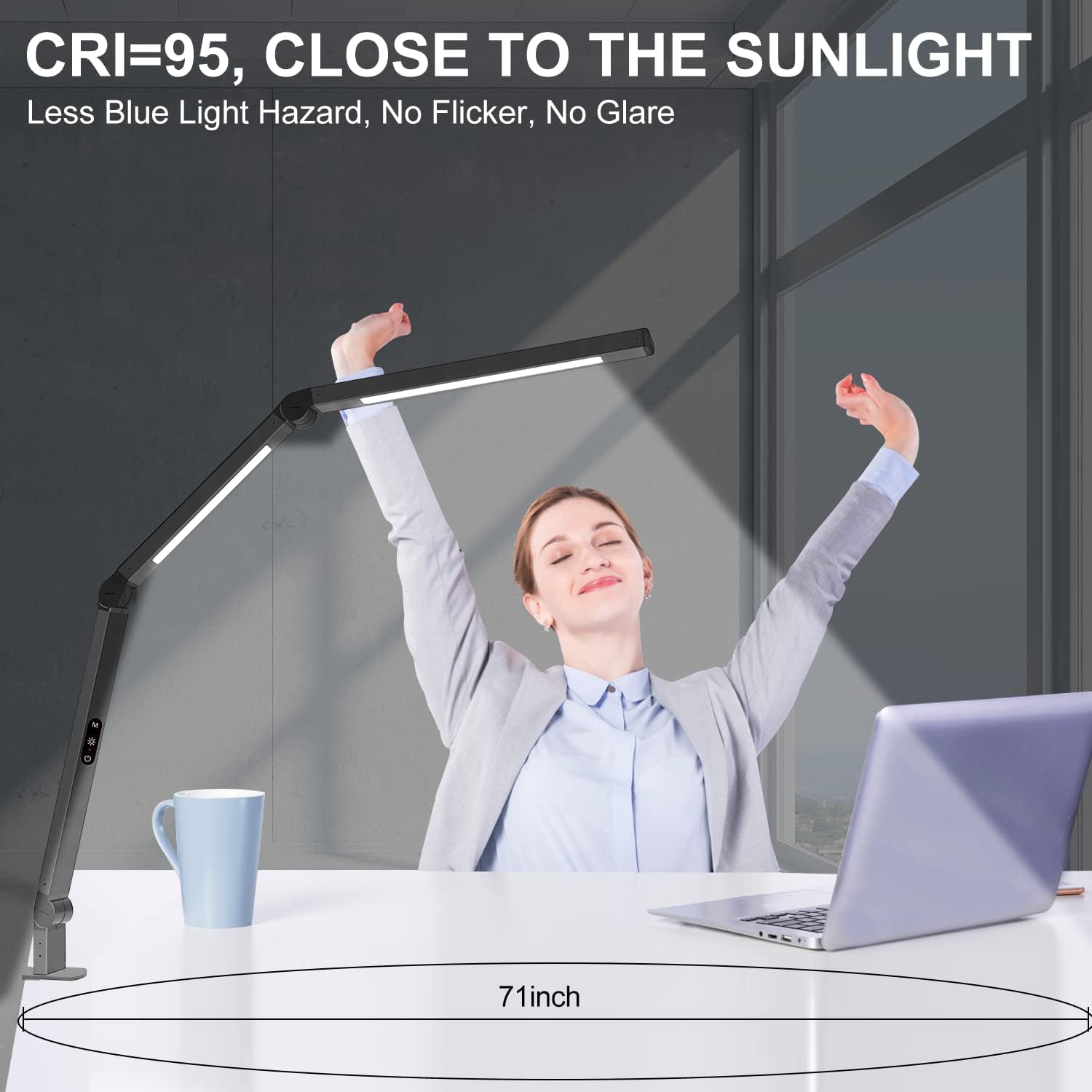 LED Desk Lamp with Clamp, Architect Desk Lamp with Dual Light and Adjustable Swing Arm, Clip- Eye-Care 4 CCT Modes & 5 Brightness Levels Table Light Modern Computer Lighting for  Office