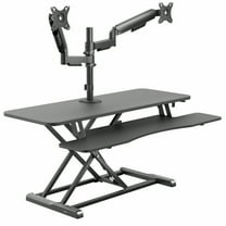 VIVO Black 42" Standing Desk Riser with Dual Monitor Arm for up to 32" Screens