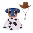 thumbnail image 3 of oqasdz Dresses for Girls with Cowboy Hat Western Dress Up Cowgirl Outfits for Toddler Kids Stage Performance Party Wedding Dress, 3 of 5