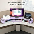 thumbnail image 6 of Purple Desk Organizers and Accessories, Dual Computer Monitor Stand Riser with Drawer and 2 Pen Holders, Office Desk Accessories, Workspace Desktop Organization for Office Supplies, 6 of 7