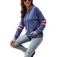 thumbnail image 6 of Yuemengxuan Women Spring Hoodie, Stripe Splicing Hooded Long Sleeves Pullover Sweatshirt, 6 of 9
