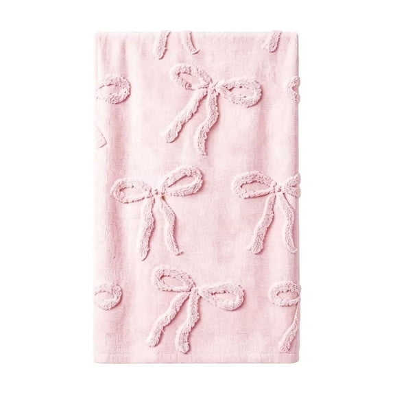 Valentines Day Hand Towels Pink Bowknot Jacquard Weave Cottons Towel for Bathroom Kitchen Holiday Decor 13.7 x 29.5 in