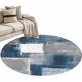Area Rug 36in, Dark Blue Gray Color Block Floor Carpet Living Room Rug ...