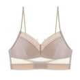 thumbnail image 2 of Gymayou Seamless Low Back Bra Wireless Padded Spaghetti Straps Bralette Thin Straps V Neck Backless Comfort Underwear Bra 1pc-Beige L, 2 of 3
