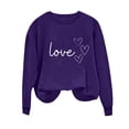 thumbnail image 4 of Sudadera Penkiiy Valentine para mujer: lindas camisetas del día de San Valentín Love Heart Graphic Print Suéter de manga larga Tops XS Purple, 4 of 5