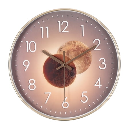 Uxcell 12 Inch Modern Wall Clock, Silent Non-Ticking Wall Clocks Sweep Mechanism Battery Operated Modern Style for Office Home Living Room Kitchen Decoration, Gold Brown