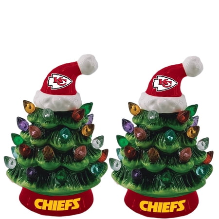 Kansas City Chiefs 2-Pack 4 Ceramic LED Christmas Tree Set