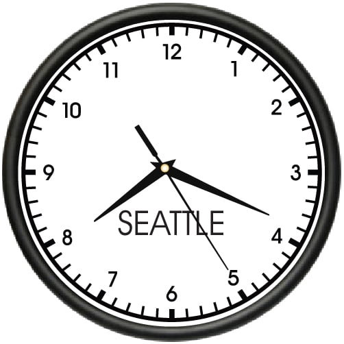 SEATTLE TIME Wall Clock world time zone clock office business Walmart