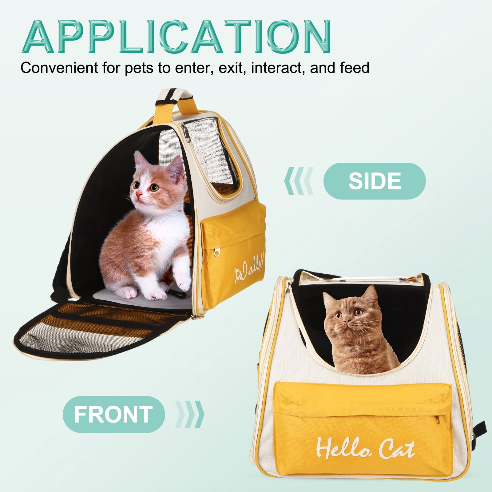 Uxcell Cat Backpack Carrier, Large Space Ventilated Mesh Design for Cats or Small Dogs (Yellow, 14.6"x9.8"x13.4")
