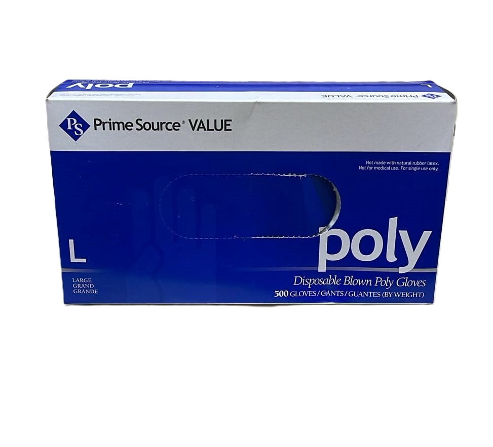 Poly Disposable Gloves (4/500) with 500 Count, Large, 4 Pack