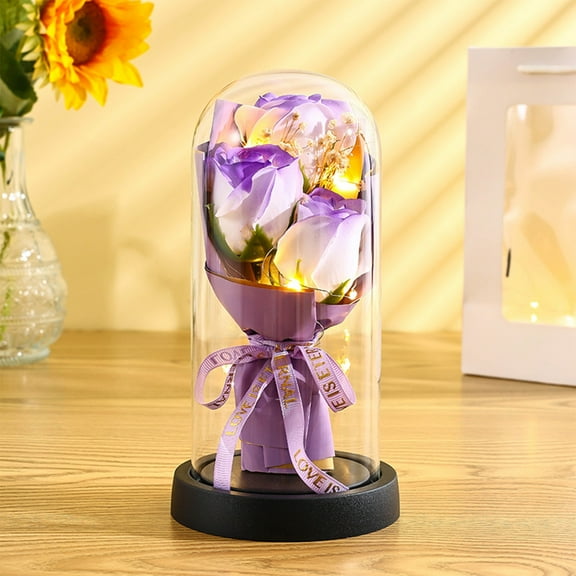 Mouliraty Valentine's Day Eternal Rose Gifts for Women Birthday Gifts for Mom Light Up Rose In Glass Dome, Eternal Rose Flower Gifts for Her, Wife, Mom