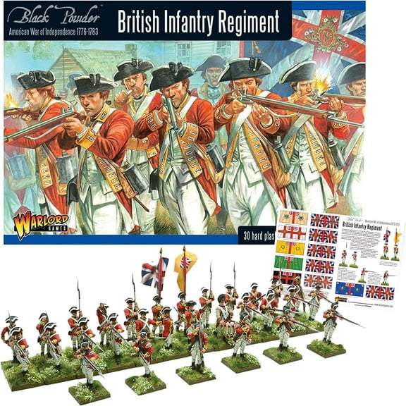 Wargames Delivered - American War of Independence: Black Powder British Regiment, 28mm Miniature Wargaming - 36 Infantry, 4 Page Guide, 12 Flags, Digital Bundle-WW2 Figures Model Kits by Warlord Games