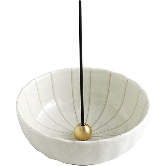 Asayu Japan Lotus Incense Holder Set for Sticks 4.1" Made in Japan White Lotus