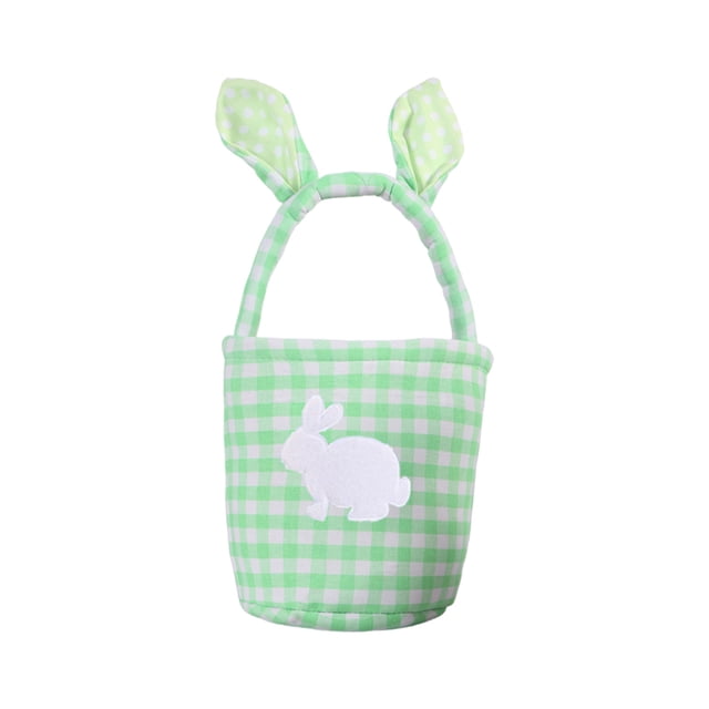 Bolsas de cesta con orejas de conejo de Pascua, bolsas de regalo personalizadas con orejas de conejo, bolsas de lona a cuadros con orejas de lunares, cestas de huevos para la colección de primavera,