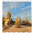 thumbnail image 3 of Ambesonne Cactus Shower Curtain, Saguaros Boulders Sunset, 69"Wx84"L, Pale Blue Pale Brown, 3 of 3