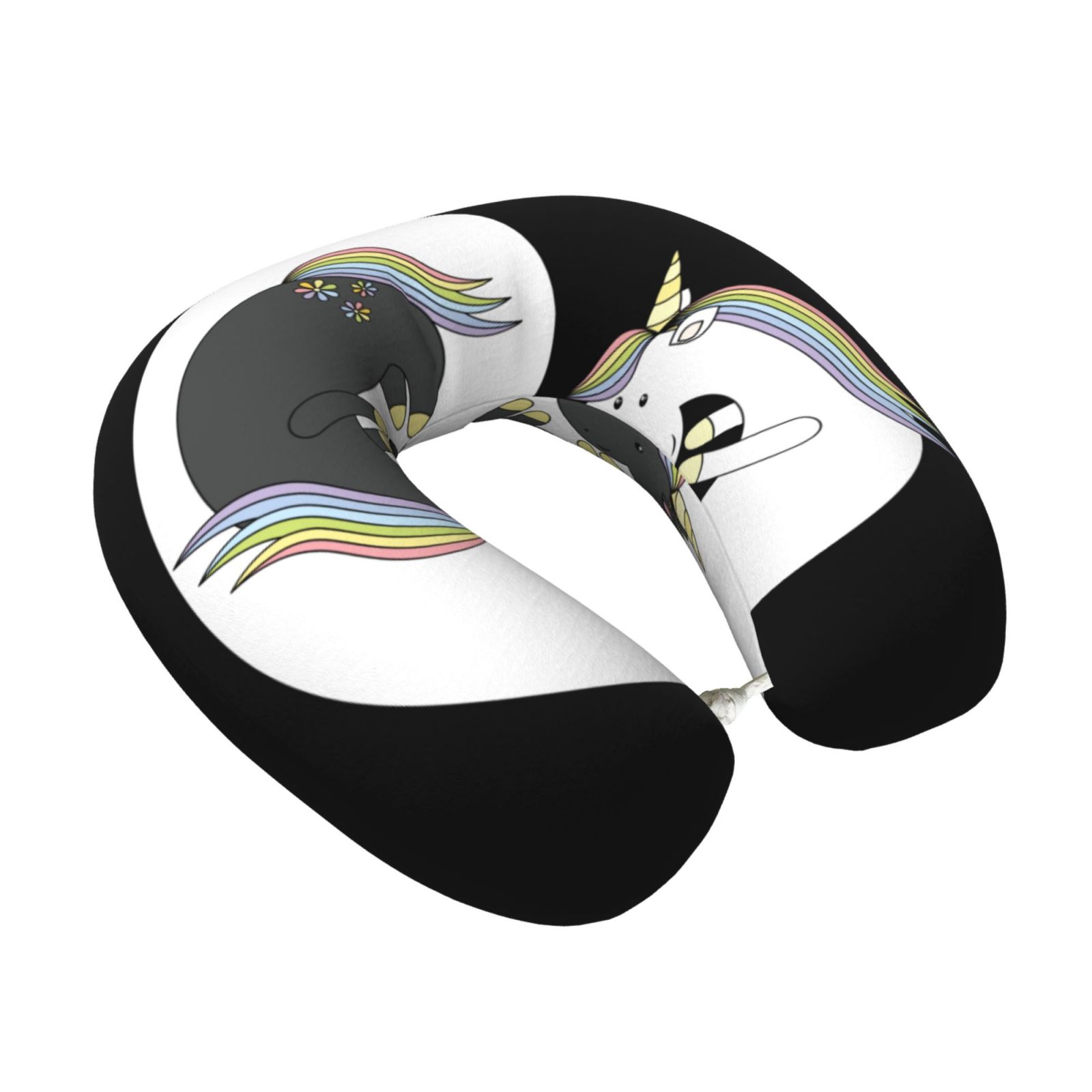 Xecao Unicorn in Yoga Print Memory Foam Cervical Neck Pillow Versatile U-Shaped Pillows for Home,Office,Camping,Travelling,Soft Washable Cover