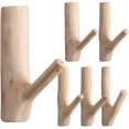thumbnail image 1 of Vintage Real Natural Wood Tree Branch Wall Hook, Wall Mounted Handmade Hook Set, Rustic Decorative Wood Adhesive Strong Suction Hooks for Coat Key Holder (Width 2 - 3 cm) (6 Pieces), 1 of 7