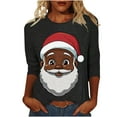 thumbnail image 2 of Craaazy Shirts for Women Christmas Print 3/4 Sleeve Holiday Loose Tops Gifts, 2 of 5