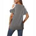 thumbnail image 5 of USSUMA Women Tops Dressy Casual Cold Shoulder Tops For Women Round-Neck Trendy Shirts Casual Summer Shirts Cute Lace Blouses T-Shirt Top Female Tops, 5 of 7