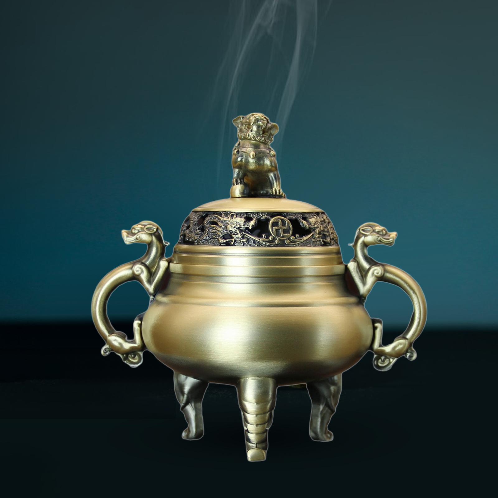 WLPZXP Chinese Incense Burner Brass Incense Holder Censer Fengshui Decoration for Hotel