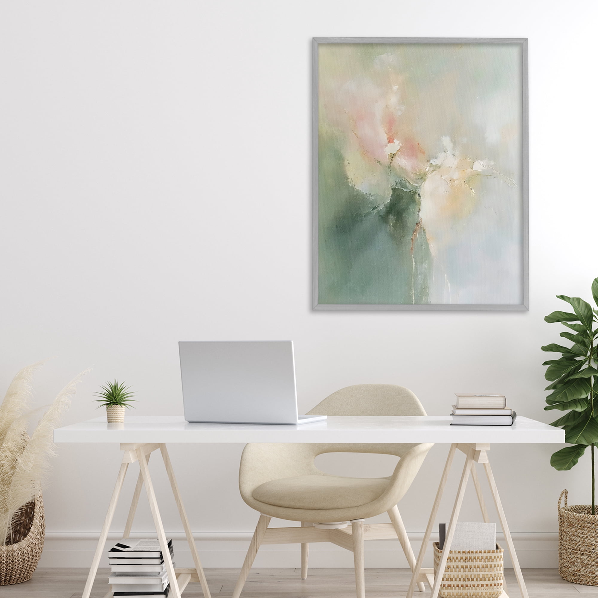 Stupell Industries Ethereal Brushwork Abstraction Gray Framed Giclee Art, design by Riley B
