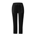 thumbnail image 3 of Women's Casual High Waist Cropped Pants Drawstring, Pockets, Wide Leg, Polyester, Sizes S XXL, for Everyday & Occasions, 3 of 4