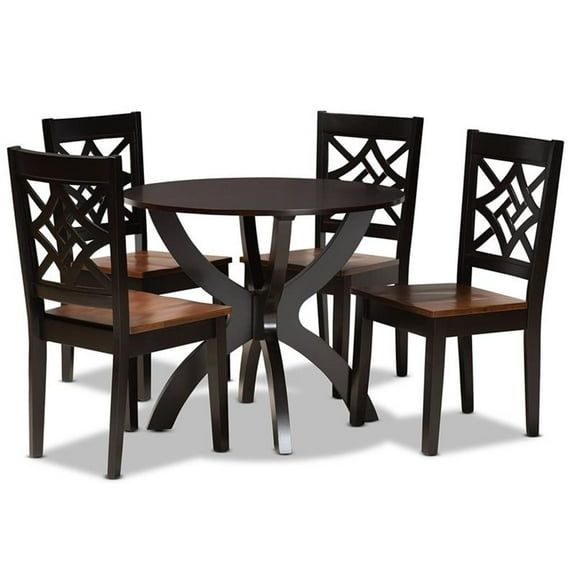 Bowery Hill Brown and Walnut Brown Finished Wood 5-Piece Dining Set