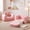 Pink, variant on Benarita 2-in-1 Kids Sofa, Toddler Chair & Lounger, Reinforced Angled Armrests, Plush Sherpa Fabric, Flip-Open Folding Design with Side Pocket, Gray
