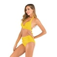 thumbnail image 4 of SWSMCLT Women's Halter Bathing Suit Beach Swimming Sexy Trendy Spandex Padded Bikini Swimsuit Mid Rise Summer Yellow Large, 4 of 4