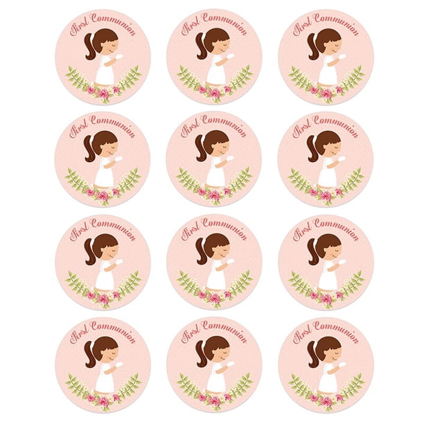 Pegatinas para fiesta de primera comunión, suministros de decoración para bautizo de niñas, DIY