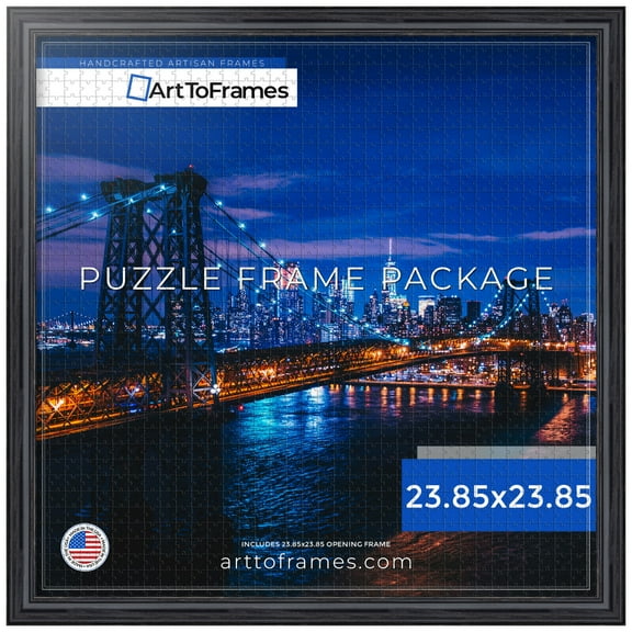 ArtToFrames 23.85x23.85 Inch - 60.6x60.6 CM Black Puzzle Frame for 1000 piece Puzzles.1.25 Inch Custom MDF Puzzle Frames, Galleria Noir - Comes with Economy Acrylic
