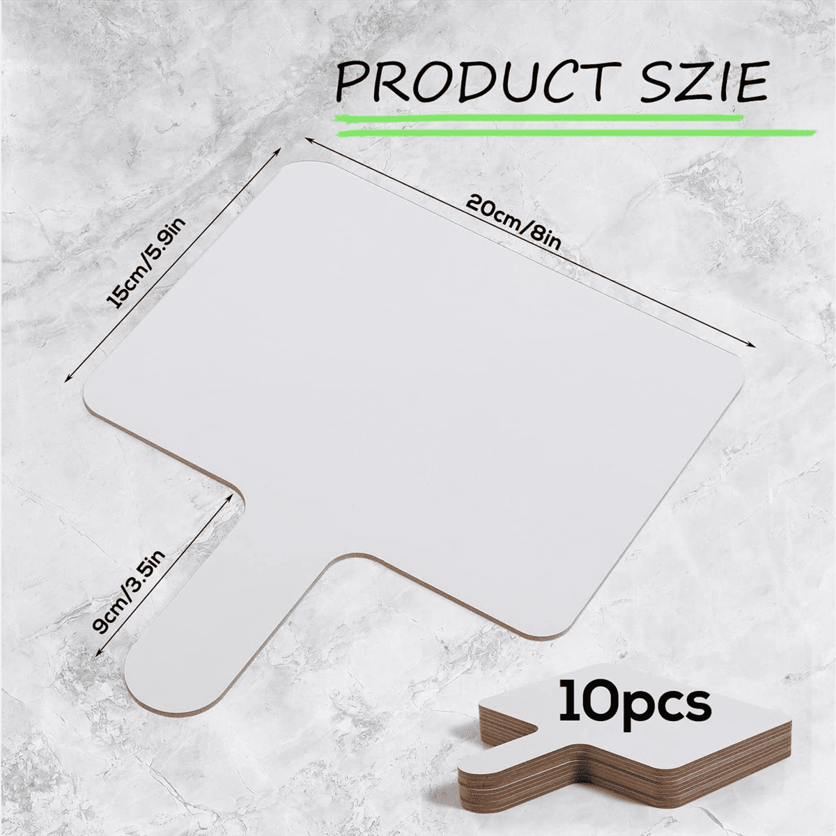 10Pcs 9.6X8Inch Dry Erase Answers Paddle, Handhold Wooden White Board Double Sided Answer