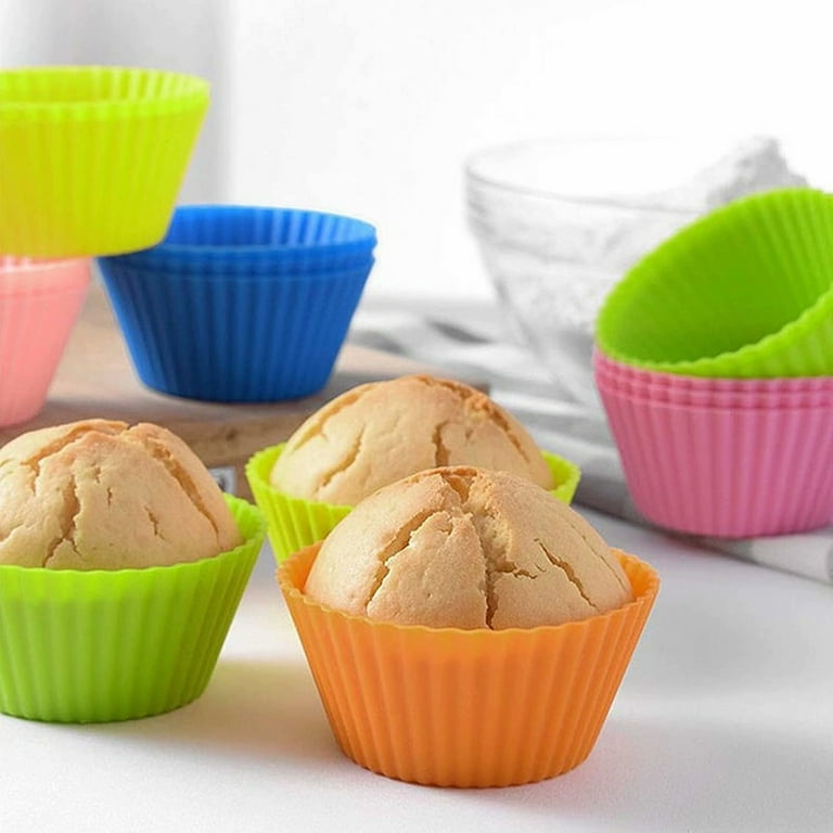 40pcs Silicone Cupcake Baking Cups Set Silicone Baking Cups for Baking, Including 8 Shapes Silicone Muffin Cups Cupcake Molds (Round, Square, Star