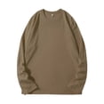 thumbnail image 7 of TKKCS Mens Cotton Long Sleeve T Shirt- Crew Neck Regular Fit Casual Wear Lightweight Base Layer Shirt Coffee Size 3XL, 7 of 7