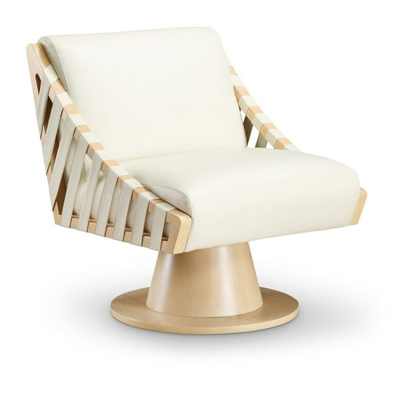 Meridian Furniture Millwin Cream Vegan Leather Swivel Accent Chair
