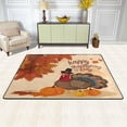 thumbnail image 2 of SKYSONIC 72x48in Turkey Pumpkins Maple Area Rug, Happly Thanksgiving Maple Non-Slip Floor Carpet for Indoor Living Dining Room and Bedroom Area, 2 of 7