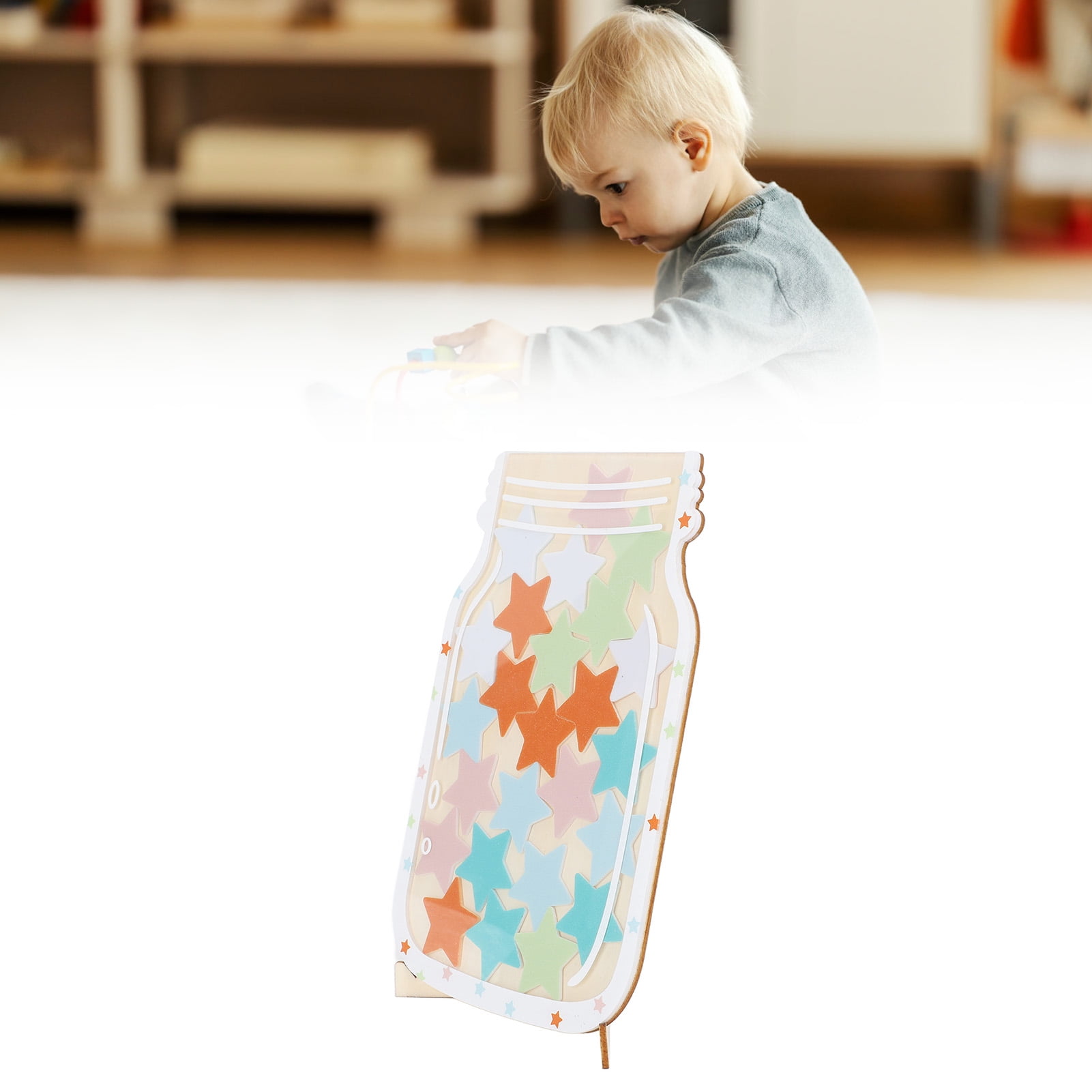 Pot à Récompenses Magnétique Pour Enfants - Système D'étoiles En Bois Et Acrylique - Pour Maison Ou Classe