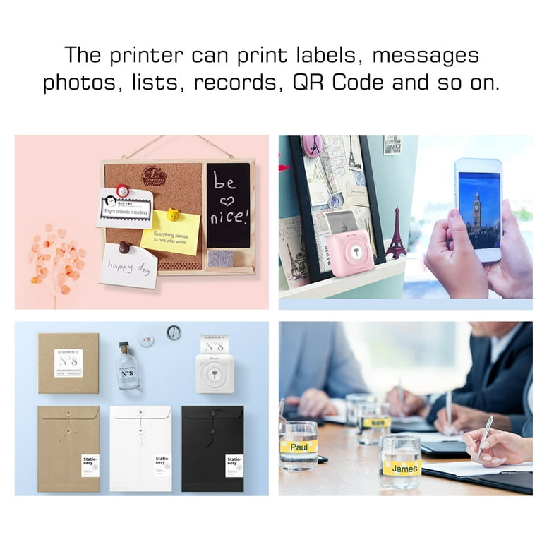Peripage Mini Pocket Wireless BT Thermal Printer Picture Label Memo Receipt Paper Printer + 9 Rolls Color Thermal Paper + 3 Rolls Adhesive Sticker