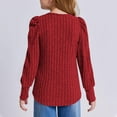 thumbnail image 3 of Efsteb Girls Long Sleeve Shirts Casual Round Neck Knit Top Fashion Comfy Cute Tops Solid Color Loose Blouses (Red,9-10 Years), 3 of 7