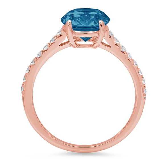 2.21 ct Oval Cut Natural London Blue Topaz Solitaire with Accents Engagement Ring for Women in 18K Rose Gold
