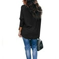 thumbnail image 2 of Women's Slouchy Waffle Knit V-Neck Tops Long Sleeve Shirts, 2 of 2