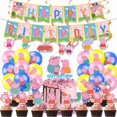 thumbnail image 1 of Peppa Pig Theme Birthday Banner Balloon Cake Arrangement, 1 of 5