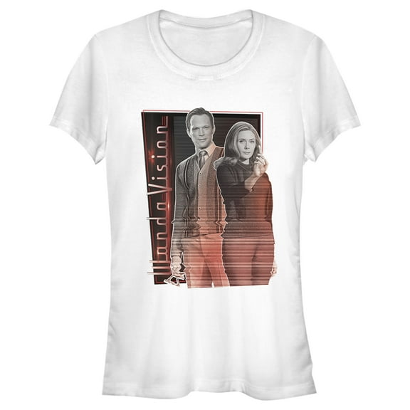 Junior's Marvel WandaVision Forward Glitch Graphic Tee White Medium