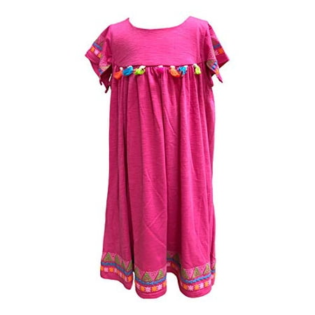 

Baby Girls Fuchsia Ethnic Motif Print Tassel Adorned Dress (18 Months)